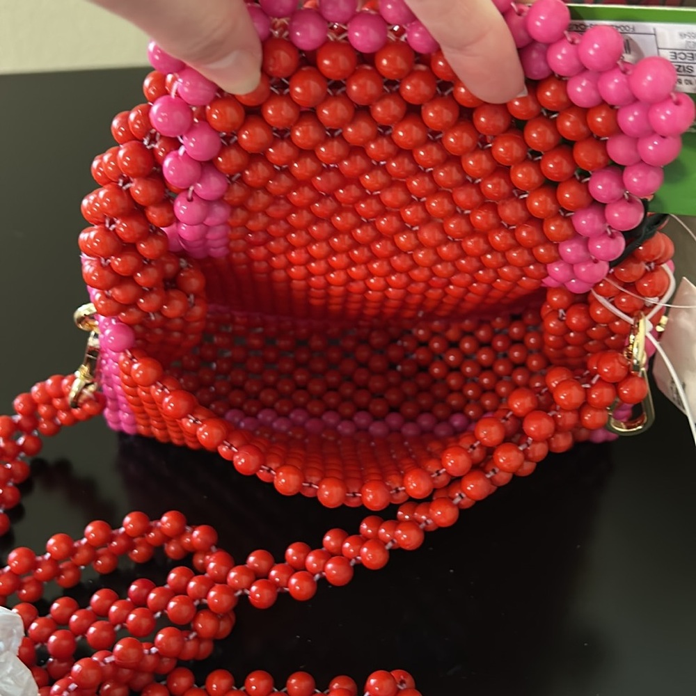 Kate Spade x Target NWT Pink and Red Colorblock Beaded Crossbody Bag - Picture 10 of 10